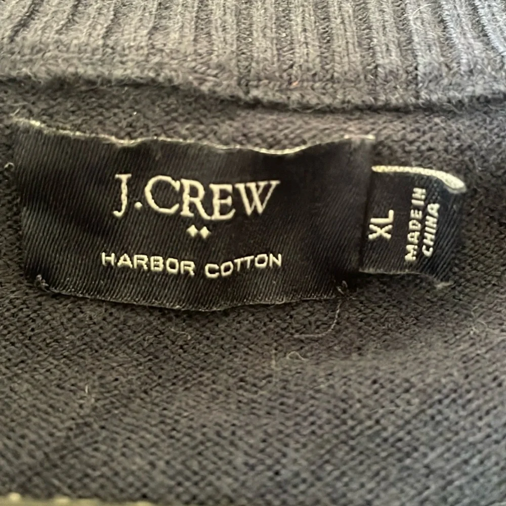 J. Crew Pullover Sweater Men’s Navy Blue 1/4 Zip XL harbor cotton wool